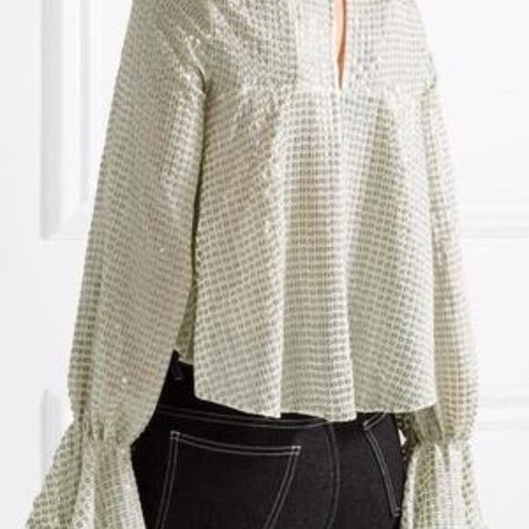 Saloni Tyler Green Sequin Long Sleeve Blouse  Size 12 NWT - Picture 15 of 16